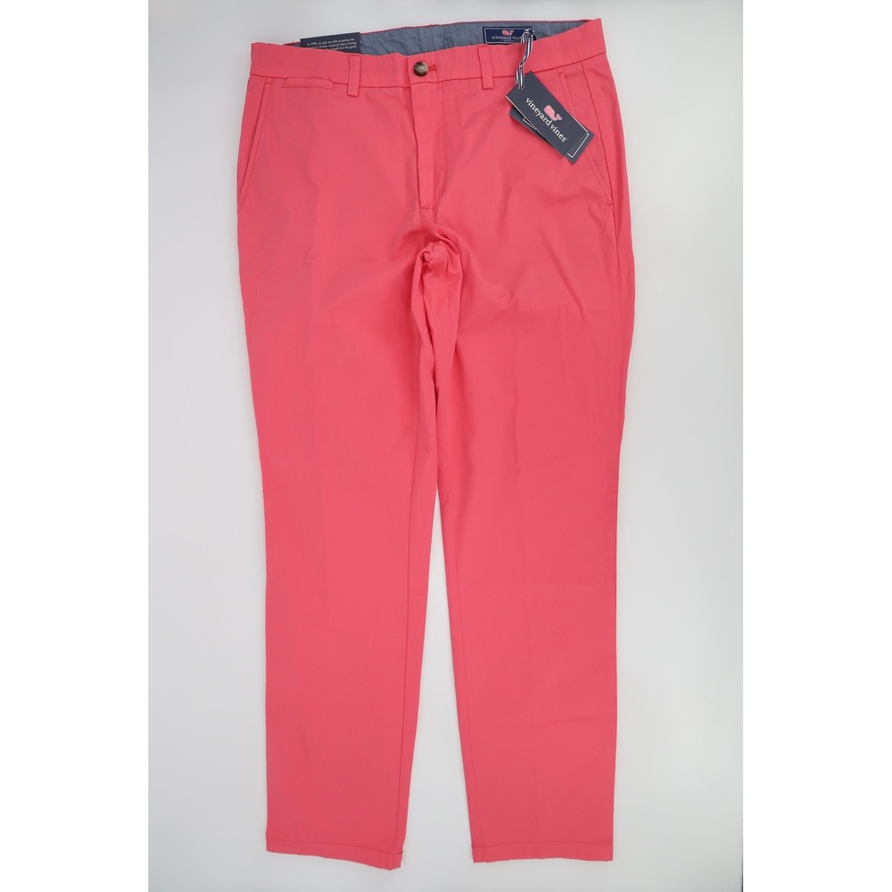 Vineyard Vines Breaker Pants Mens 34x32 Jetty Red Cotton Stretch Chino NEW